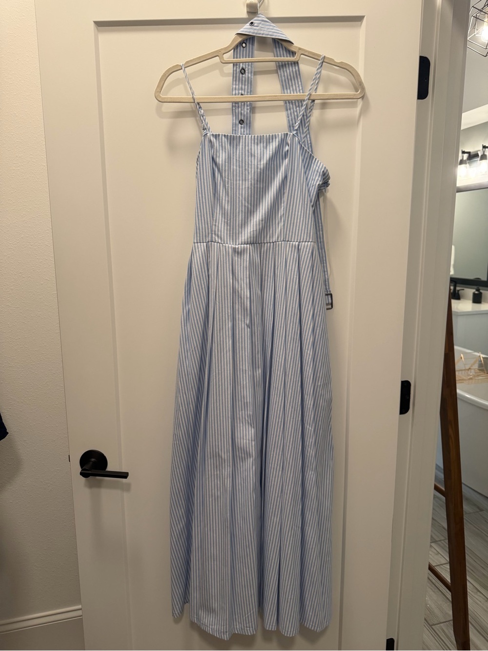a new day Blue and White Striped Halter & Spaghetti Strap Maxi Dress 4